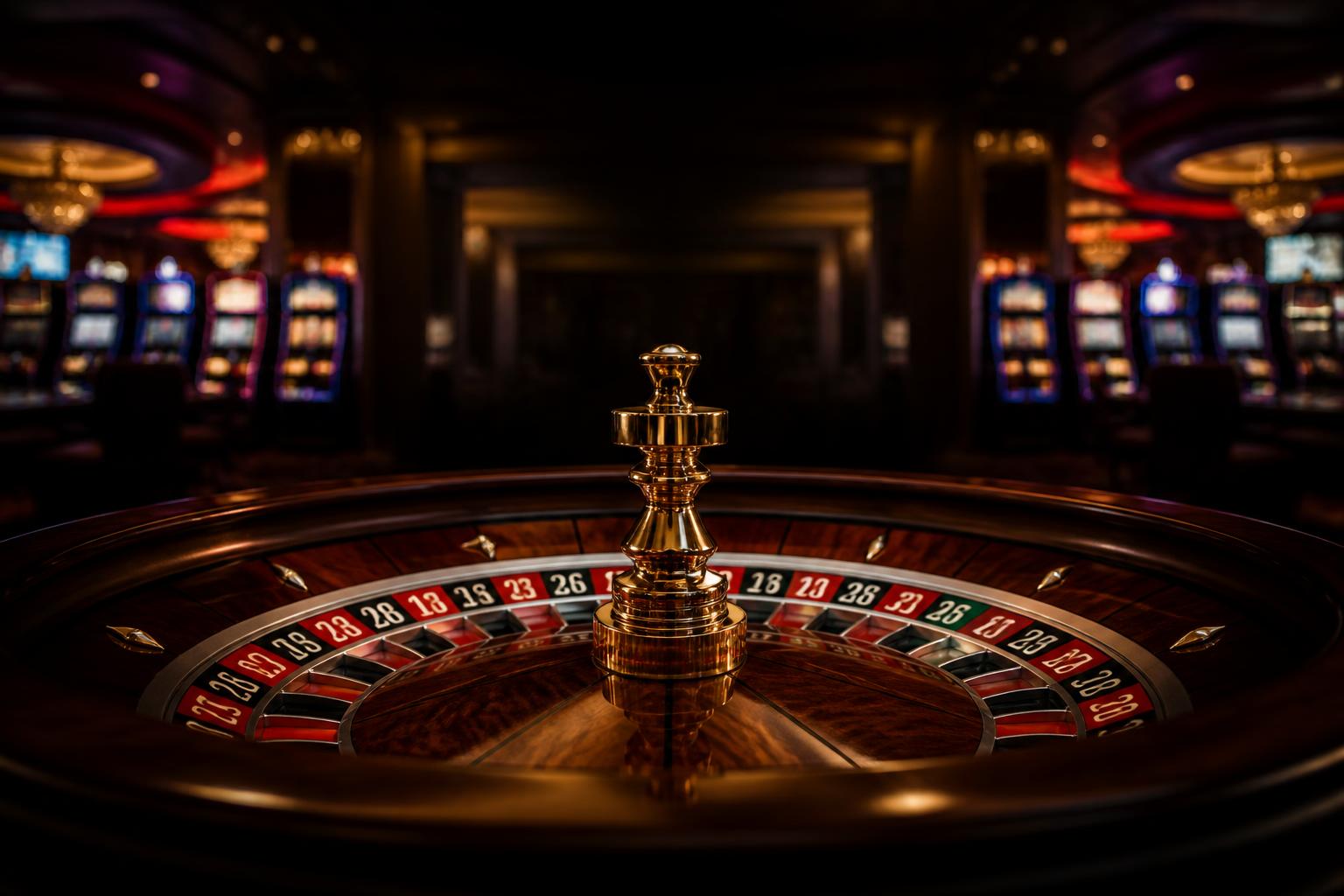 Roulette wheel in a golden casino